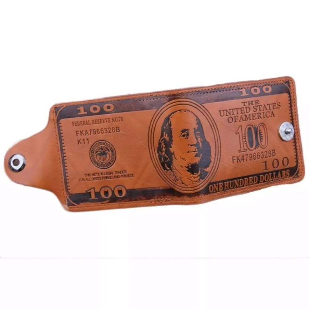 NEW Oversized 100$ Bill Brown Faux Leather Wallet